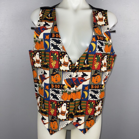 Basic Editions Jackets & Blazers - Vintage Basic Editions Halloween Vest Women's Large Witches Pumpkins Ghosts